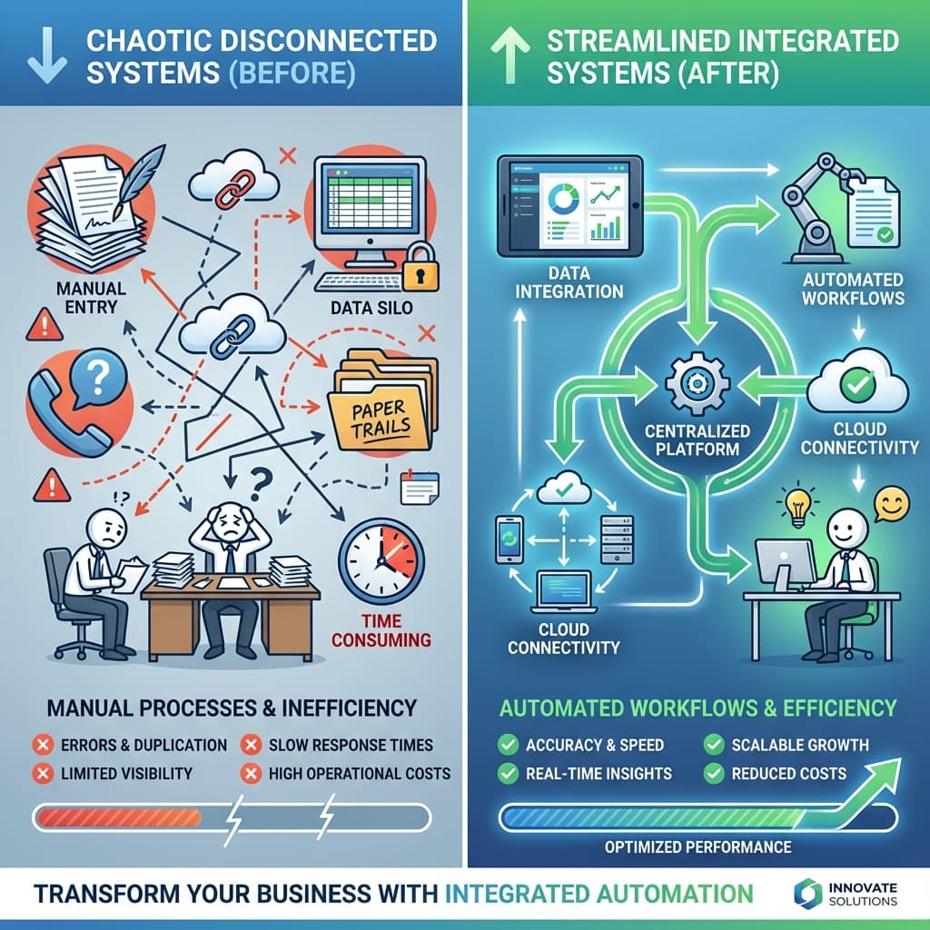 Before and after integration implementation comparison