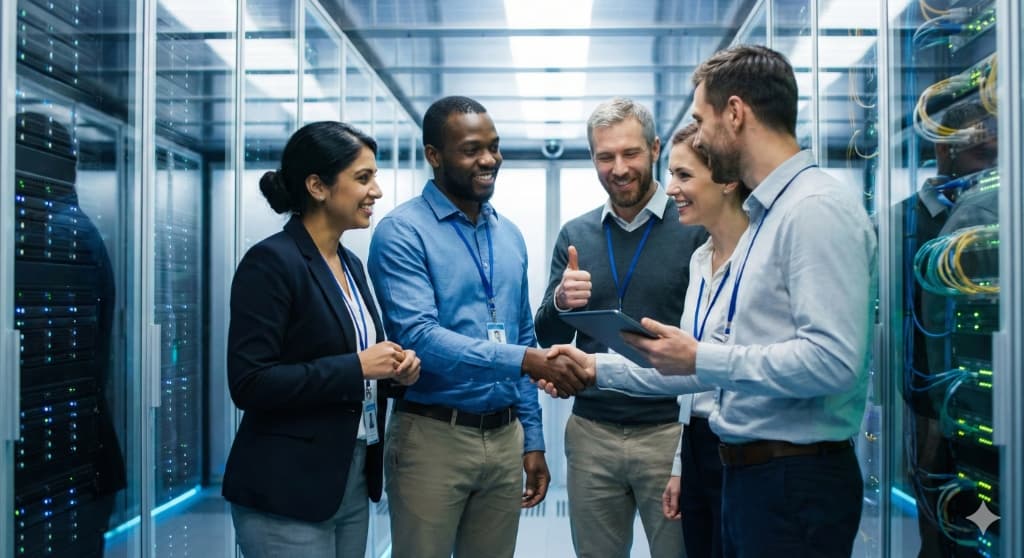 Successful migration project completion with diverse professional team